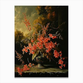 Baroque Floral Still Life Coral Bells 1 Canvas Print