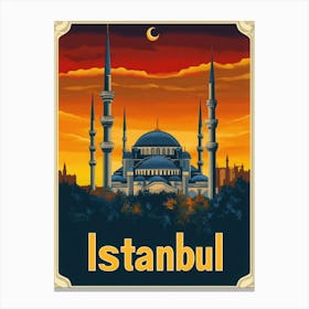 Aihrgdesign A Retro Travel Poster For Istanbul Featuring The 6 Canvas Print