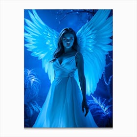 Angel Beauty In Blue Glow - Diverse Art Illustration 46 Canvas Print