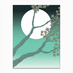 Moon And Tree At Night Canvas Print