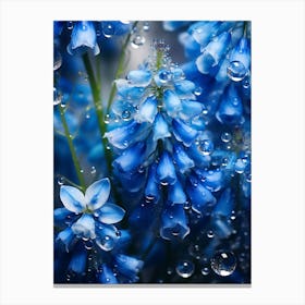 Blue Flowers With Water Droplets Canvas Print