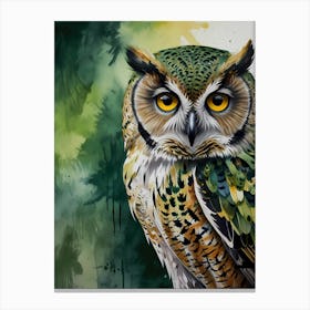 The Watcher of the Greenwood: An Owl Painting Canvas Print