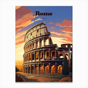 Rome Italy Colosseum Modern Travel Illustration Canvas Print