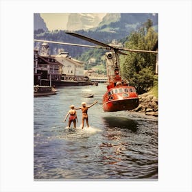 Vintage Vacations. Mountain River, Canada (II) Canvas Print