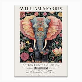 William Morris Elephant Pink Flowers Vintage Exhibition Canvas Print