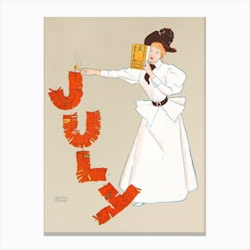 Woman Lighting Up Firecrackers (1894), Edward Penfield Canvas Print