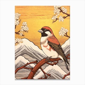 Bird Illustration House Sparrow 2 Canvas Print