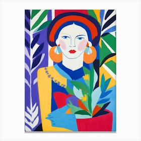 Woman With Plants Canvas Print