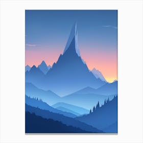 Misty Mountains Vertical Composition In Blue Tone 171 Canvas Print