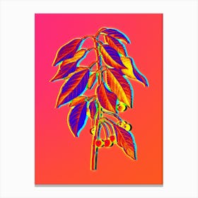 Neon Wild Cherry Botanical in Hot Pink and Electric Blue n.0401 Canvas Print