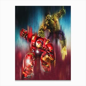 Hulk Vs Ironman Fighting Canvas Print