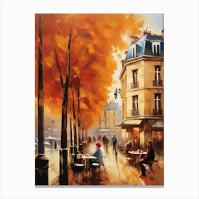 Paris city countryside, cafes, people, trees, old autumn oil paints. Faded colours.9 Canvas Print