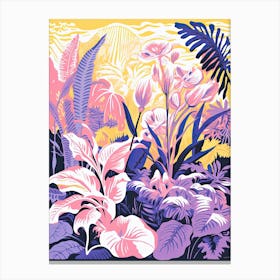 Colourful Botanical Risograph Style 25 Canvas Print