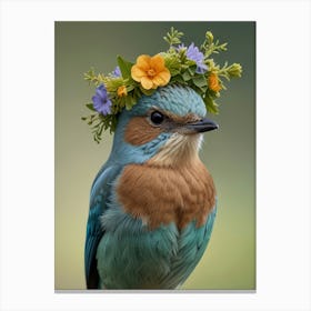 Bird With Flower Crown 6 Canvas Print