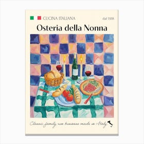 Osteria Della Nonna Trattoria Italian Poster Food Kitchen Canvas Print