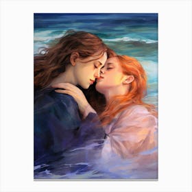 Kissing In The Ocean Canvas Print