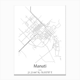 Manati,Cuba Minimalist Map Canvas Print