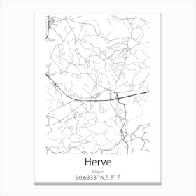 Herve,Belgium Minimalist Map Canvas Print