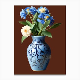 Blue Vase With Flowers Canvas Print