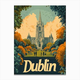 Aihrgdesign A Retro Travel Poster For Dublin 1 Canvas Print