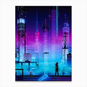 A Full Scale Concept Illustration Of An Urban Future Landscape Bathed In A Sea Of Electric Movement (1) Canvas Print