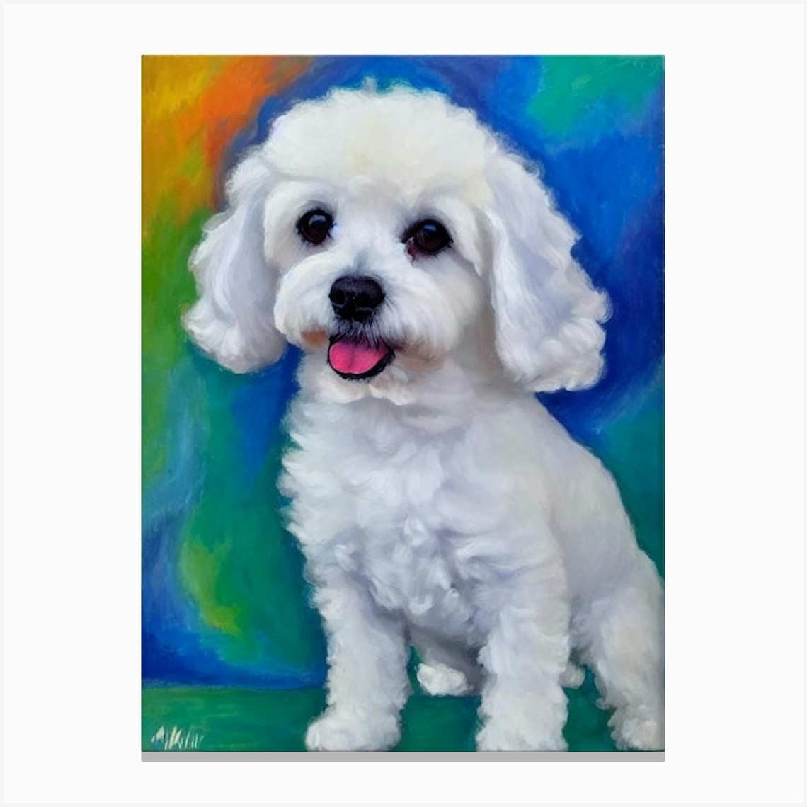 Bichon Hand painted Portrait On Wine Glasses