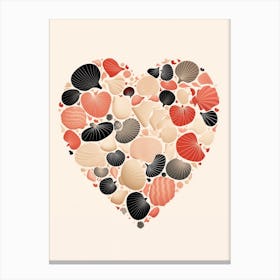 Cream Detailed Shell Heart Illustration 3 Canvas Print