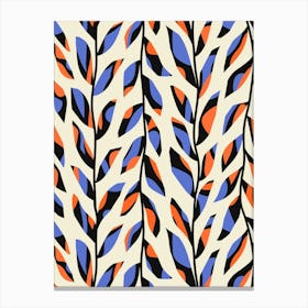 Climbing Paper Cut Leafy Vine - Blue, Orange, Cream, Black Canvas Print