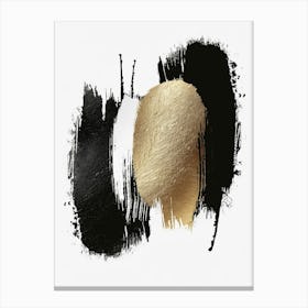 Gold And Black Brushstrokes 2 Canvas Print