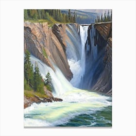 The Upper Falls Of The Yellowstone River, United States Peaceful Oil Art  Canvas Print