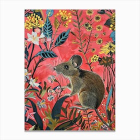 Floral Animal Painting Mouse 3 Canvas Print