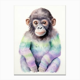 Baby Animal Watercolour Gorilla 1 Canvas Print