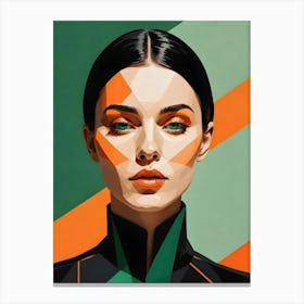 Geometric Woman Portrait Pop Art (82) Canvas Print