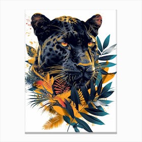 Double Exposure Realistic Black Panther With Jungle 26 Canvas Print