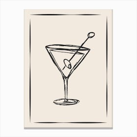 Martini Cocktail Cream and Black Canvas Print