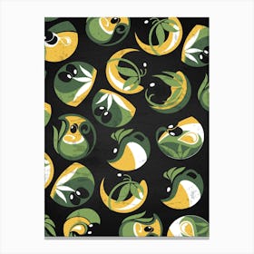 Green And Yellow Pattern - olives poster, kitchen wall art Canvas Print