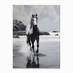 A Horse Oil Painting In Praia Do Camilo, Portugal, Portrait 3 Canvas Print