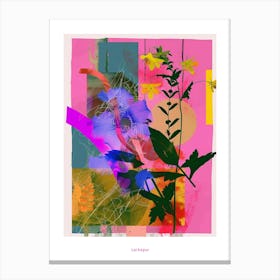 Larkspur 4 Neon Flower Collage Poster Canvas Print