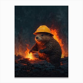 Beaver On Fire Canvas Print