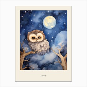 Baby Owl 3 Sleeping In The Clouds Nursery Poster Canvas Print