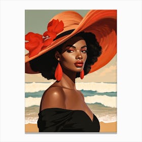 Illustration of an African American woman at the beach 139 Canvas Print