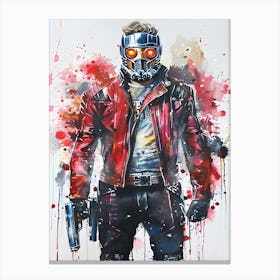 Star Lord From Guardians Of The Galaxy Watercolor Canvas Print