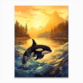 Orca Whale At Sunrise 1 Canvas Print