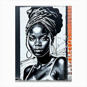 Graffiti Mural Of Beautiful Black Woman 23 Canvas Print