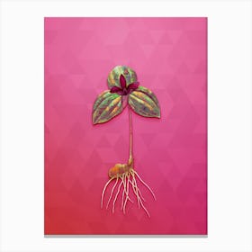 Vintage Tri Flower Botanical Art on Beetroot Purple n.0078 Canvas Print