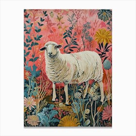 Floral Animal Painting Sheep 3 Canvas Print