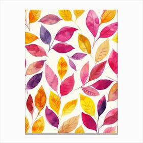 Watercolor Autumn Leaves Seamless Pattern 4 Canvas Print