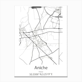 Aniche,France Minimalist Map Canvas Print