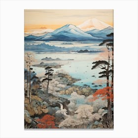 Lake Toya In Hokkaido, Ukiyo E Drawing 3 Canvas Print