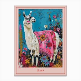Floral Animal Painting Llama 1 Poster Canvas Print